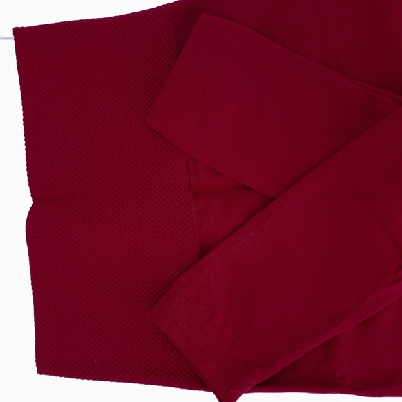 High Wasted Tummy Control Fleeced Wine Color Leggings One Size Fits Most 2-12 - Picture 8 of 8